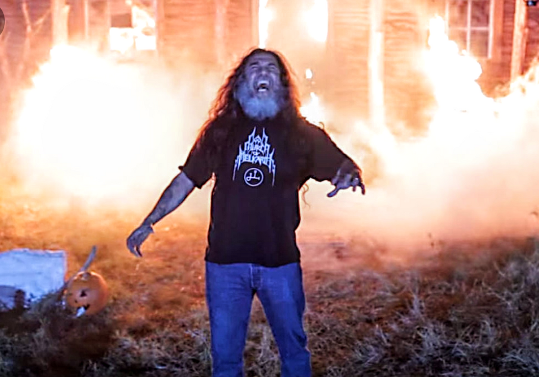Tom araya from slayer in hair metal shotgun zombie massacre
