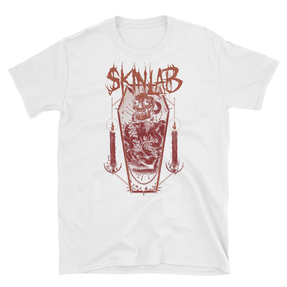 skinlab coffin white groove core heavy metal shirt